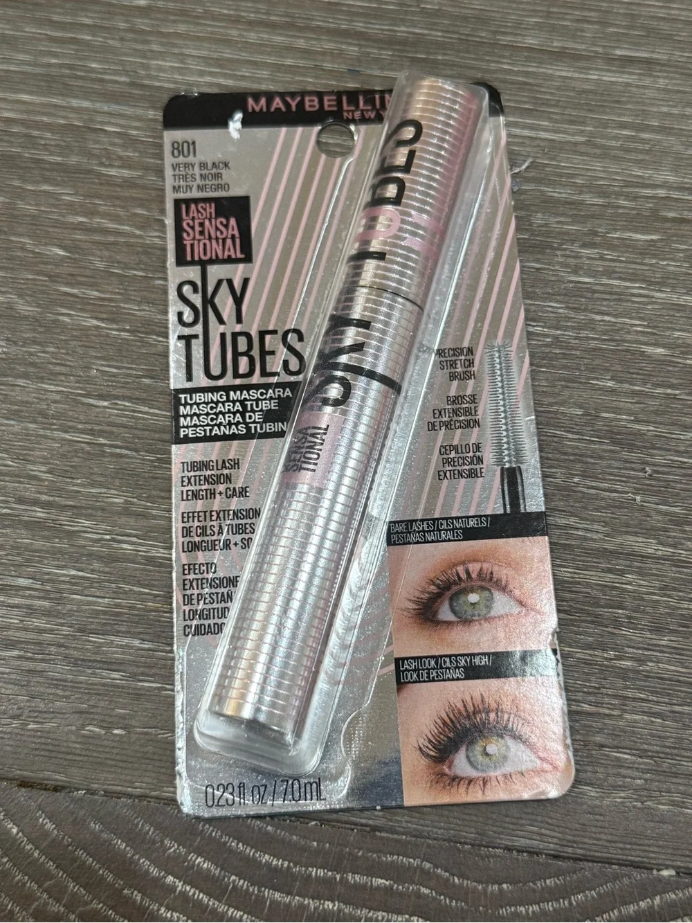 New Maybelline Lash Sensational Sky Tubes Tubing Mascara 801 Very Black